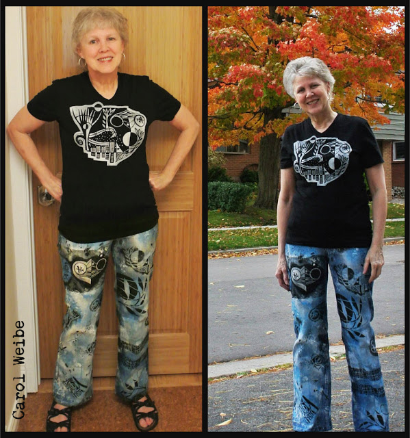 Stenciled Jeans and T-Shirt Tutorial by Carol Weibe